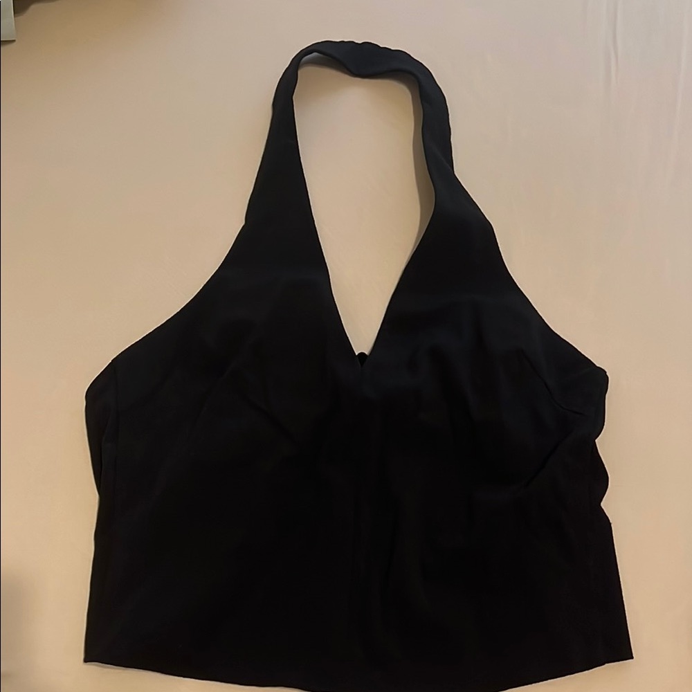 Zara Black Crop Tie Front Tank Top